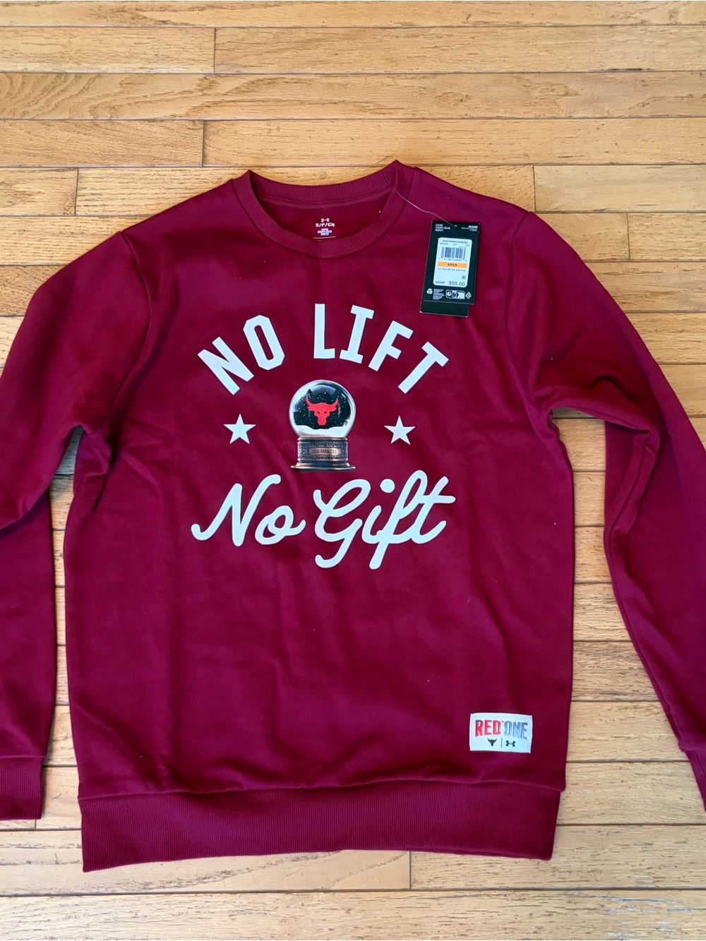 Under Armour Men's Burgundy 'No Lift No Gift' Crewneck Sweatshirt